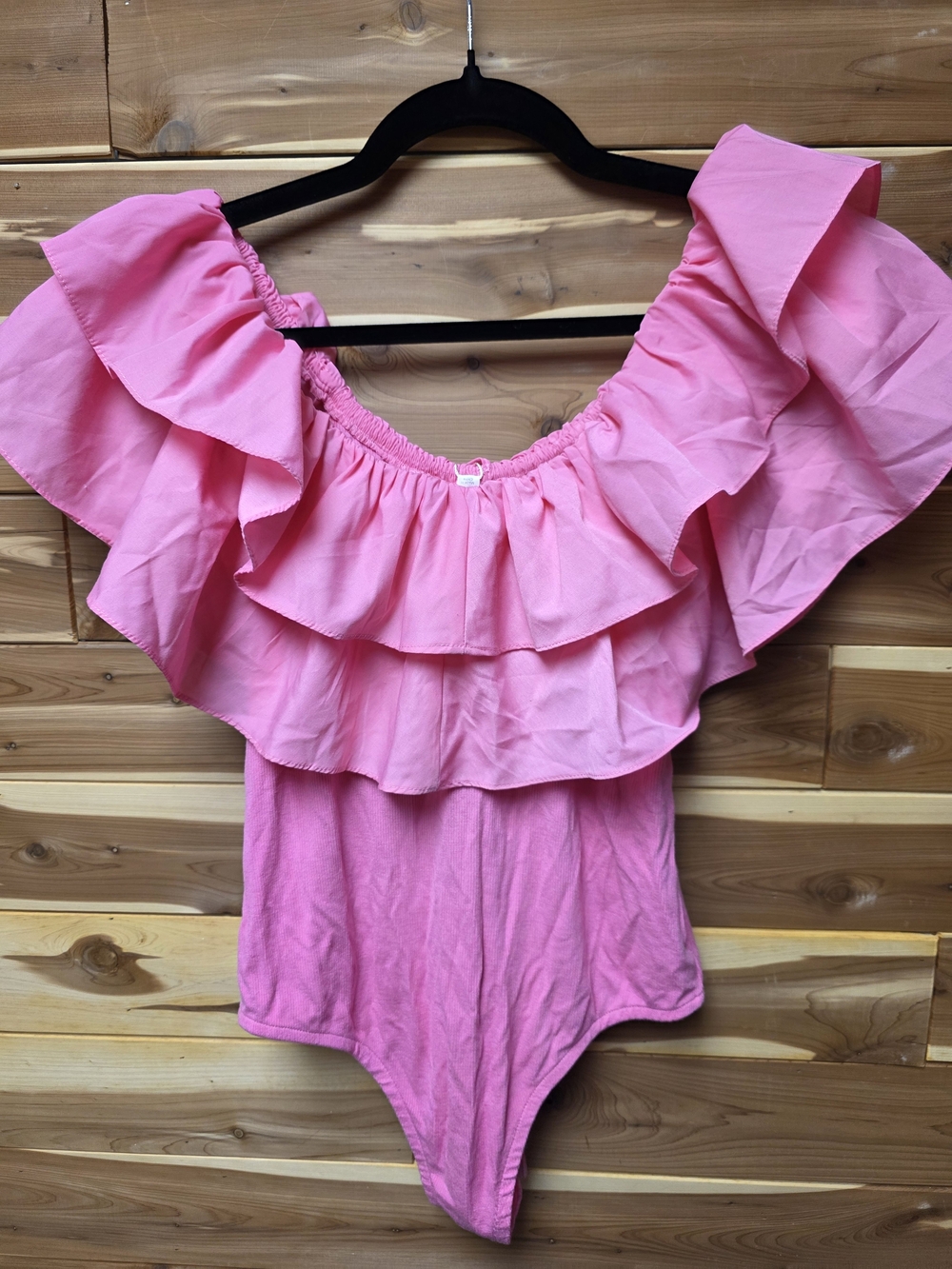 ODDI Pink Ruffle Off-Shoulder Top - Picture 2 of 4